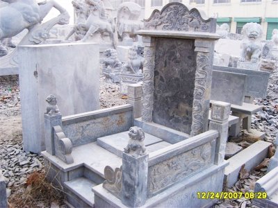 传统山西黑石雕墓碑