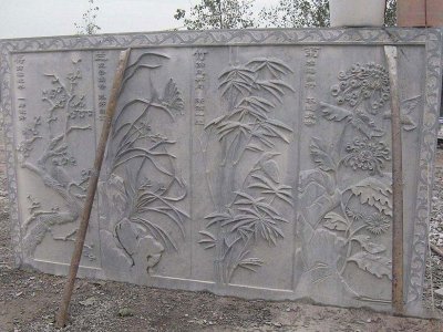 梅兰竹菊青石浮雕壁画
